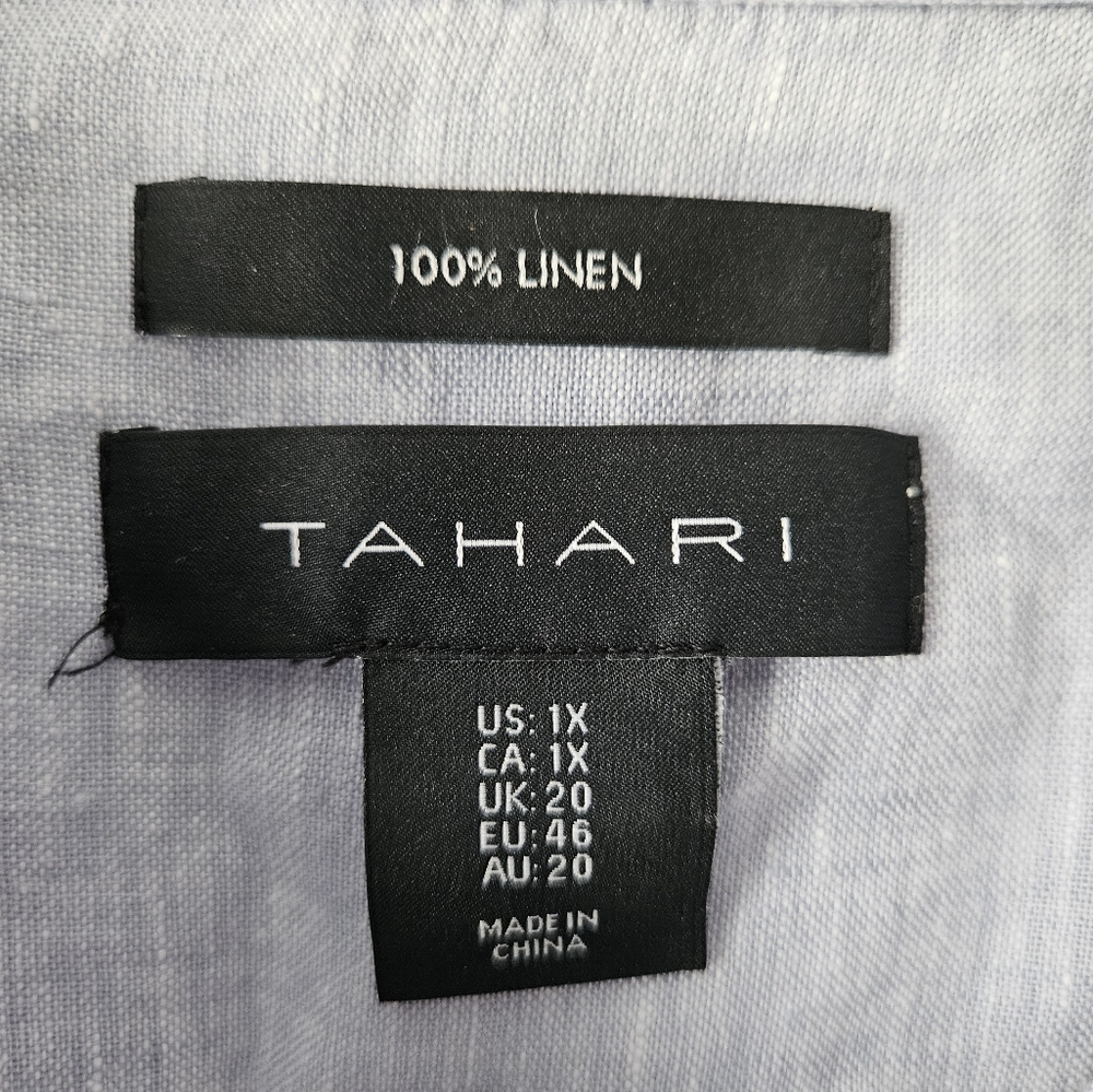 Tahari 100% Linen Button Down Tunic Size 1x - image 4